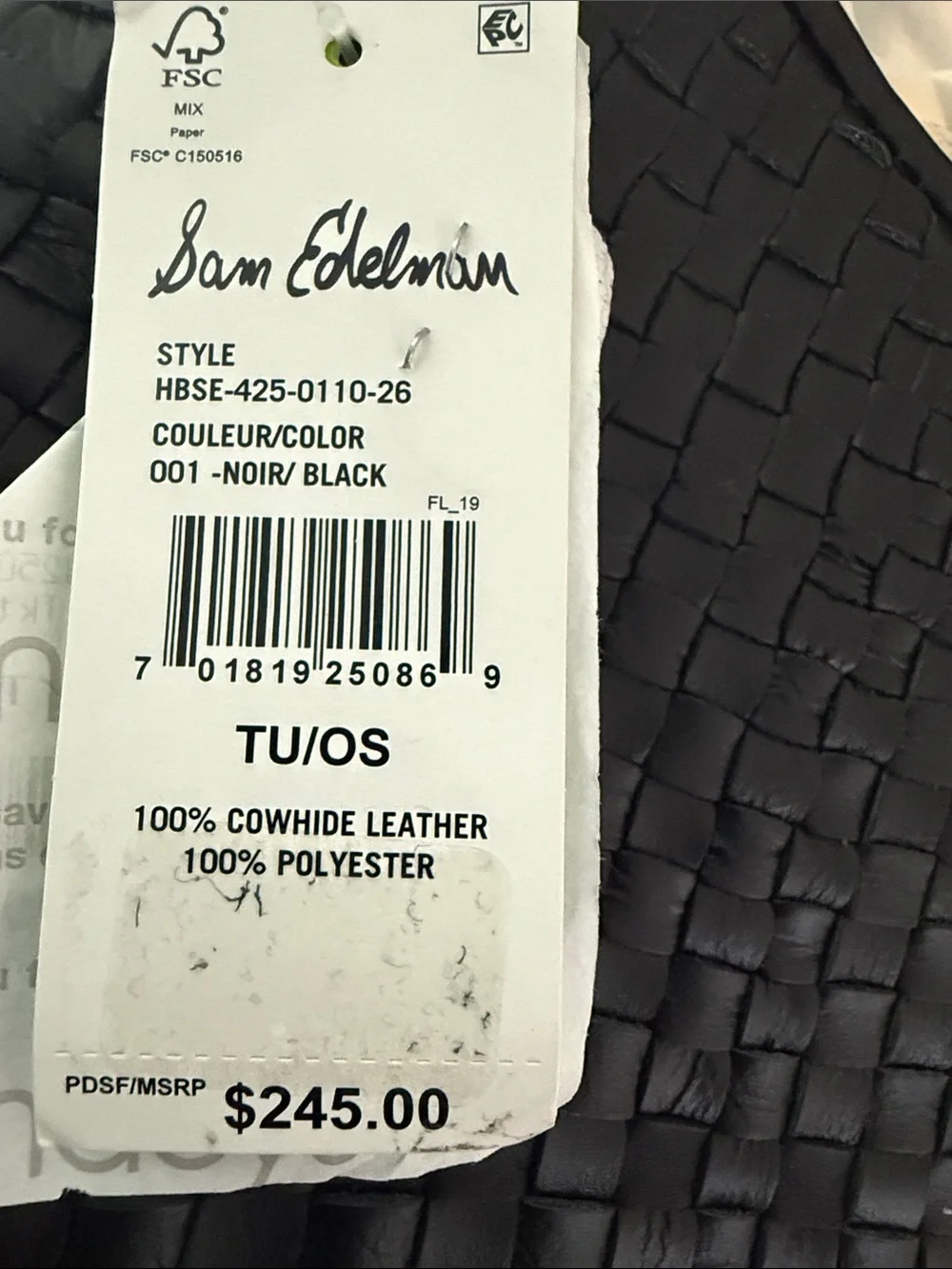 Sam Edelman Black Woven Shoulder Bag - NEW